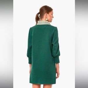 Pomander Place Tuckernuck Charlotte Terry Shirt Dress Green Ruffle Collar S
